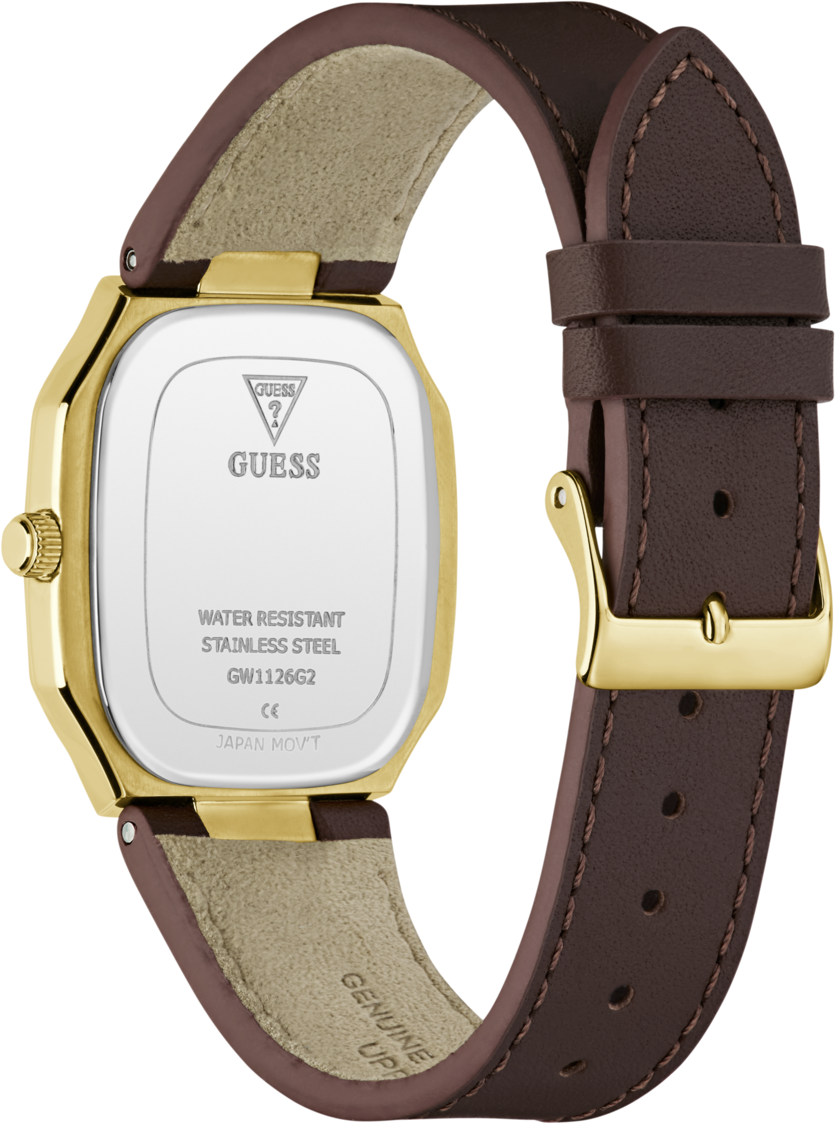 Quarzuhr GUESS "OLIVER", braun (braun, braun), Armbanduhren, Herren, goldfarben, Quarzuhr, Armbanduhr, Herrenuhr, Lederarmband, analog, Tag, Wochentag