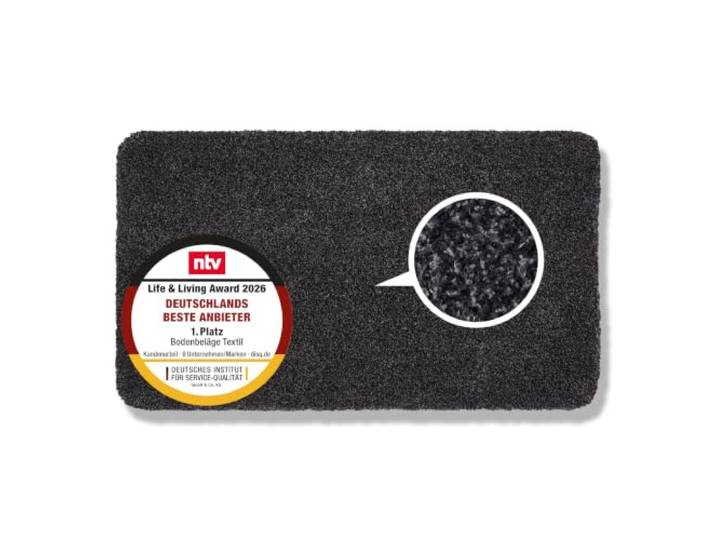 Rutschfeste Schmutzfangmatte innen waschbar - Schwarz 90x150cm rechteckig Saugfähige Sauberlaufmatte Innenbereich Entra SAUGSTARK pflegeleicht Sauberlaufmatte 100% Baumwolle Türmatte robust Fußmatte