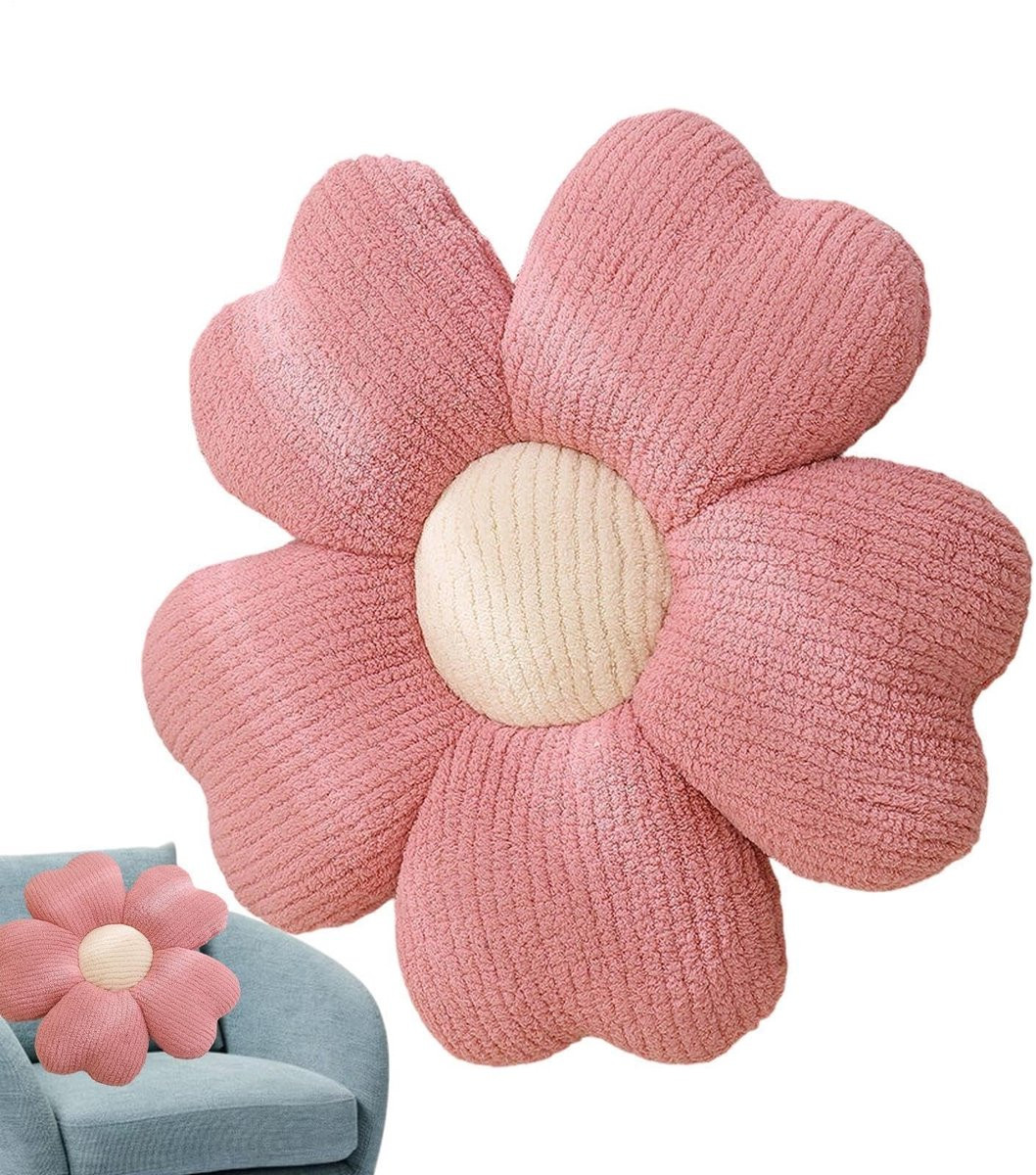 Groot Bloemblad Kussen - Decoratief Pluche Kussen in Roze