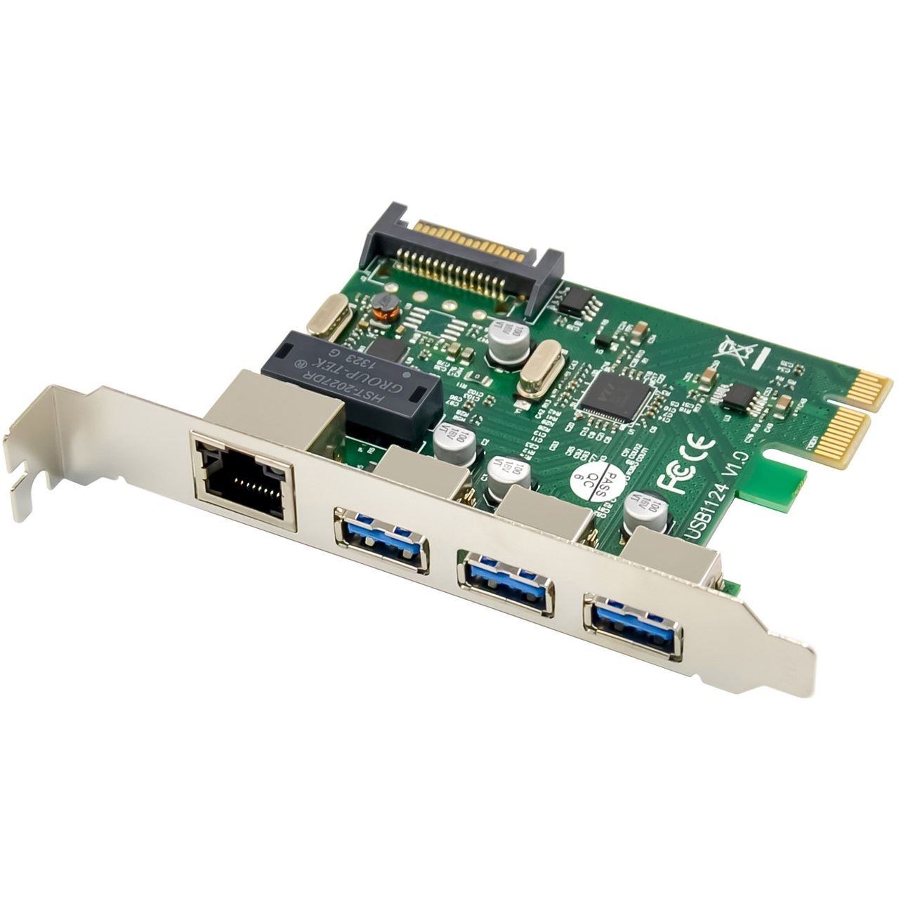 InLine Combokarte Gigabit Netzwerk und USB 3.2 Gen.1, 1x RJ45, 3x USB-A