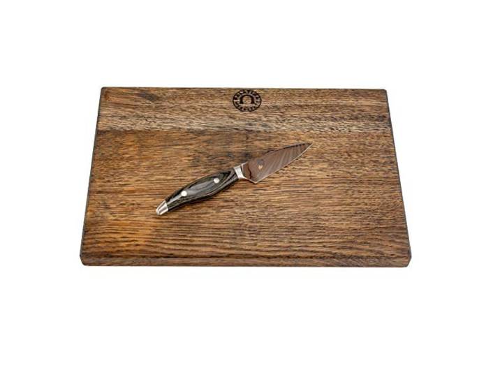 Kai Shun Nagare NDC-0700 Profi-Officemesser 72 Lagen Damaststahl Klinge 9 cm + großes basaltgraues Küchenbrett, 34x21 cm, handgefertigt