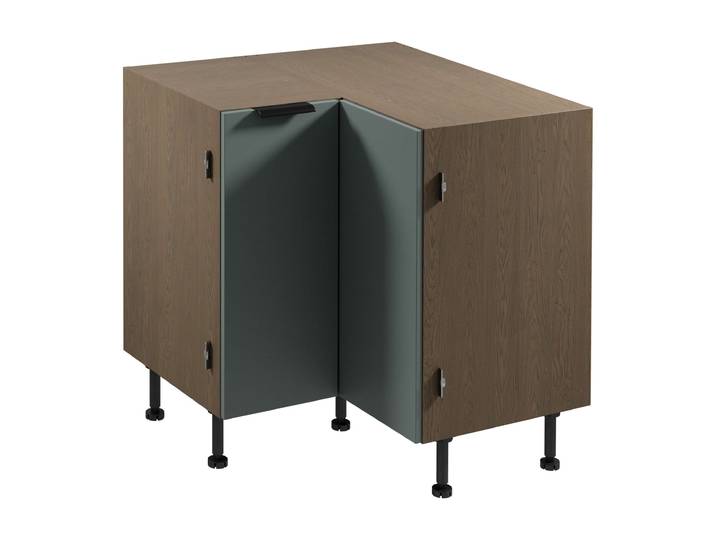 Eckunterschrank – Livaro – D90N Grün / Dunkle Eiche