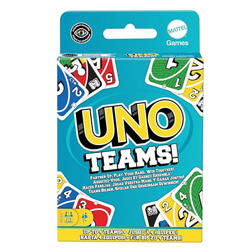 Mattel Games UNO Teams kaartspel voor 2 tot 10 spelers, 7+ jaar, Multicolor