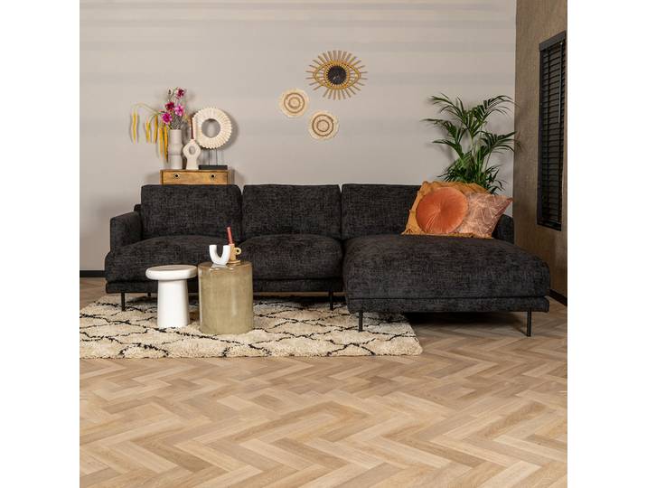 Bronx71 Ecksofa Denver Chenille schwarz rechts