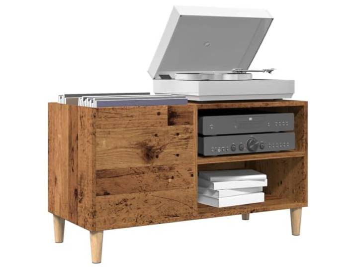 smnyxs Plattenschrank, altes Holz, 84,5 x 38 x 48 cm, aus technischem Holz Schallplattenaufbewahrung, Plattenspieler, Seitenschrank, Schreibtischeinteilung, stabile Holzfüße