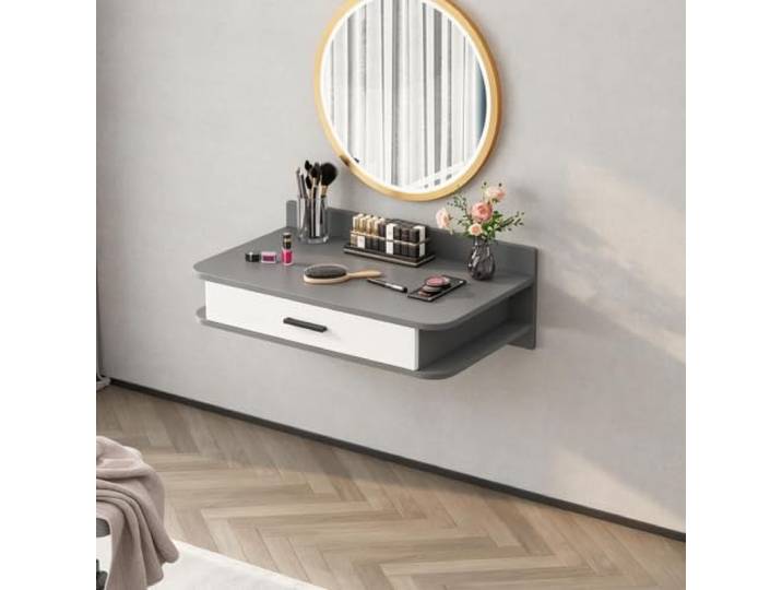PGZMDTWI Schwebender Schminktisch, Wandtisch, Holz mit Schubladen Platzsparendes Design und Stauraum für Schlafzimmer, Wohnung und Salon(E,60 cm23.62 in)