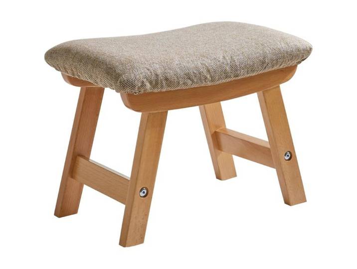 Ottomane repose-pieds tabouret - housse amovible - structure hêtre 4 pieds - 40 x 25 x 29 cm - 100 kg - beige