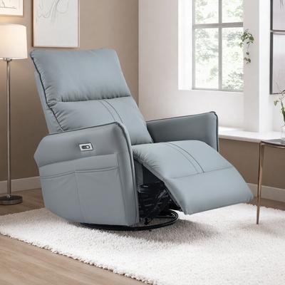 PU Power Swivel Rocker Recliner with 270° Swivel, Electric Reclining & USB Ports for Living Room, Bedroom & Nursery
