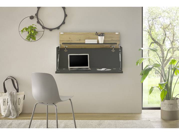 Wandsekretär HOME AFFAIRE CiTY/GiRON , grau (anthrazit), B:100cm H:35cm T:30cm, Sekretäre, Wandsekretär, zeitlos modern, wohnliches Home Office, Breite 100 cm