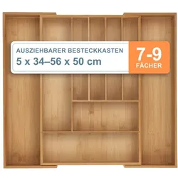 Relaxdays Ausziehbarer Besteckkasten aus Bambus Hellbraun