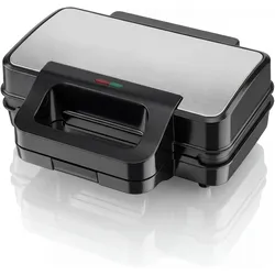 Arendo Sandwichmaker 3in1 Sandwichtoaster, 900W, Antihaftbeschichtet, Temperaturregelung, Schnellaufheizung, Kontaktgrill, Schwarz, Silber