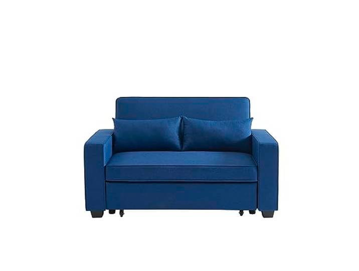 BAÏTA Sofa rechts Lena, ausklappbar, Stoff, Blau, 2-Sitzer