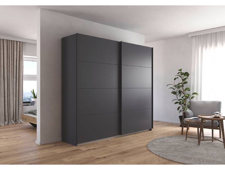 Schwebetürenschrank Quadra mit Dämpfung 226cm Grau/Graumetallic ohne Spiegeltür/-en
