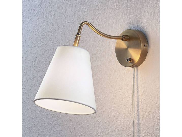 Wandleuchte Ethan Lindby, messing / gold, für Wohn- / Esszimmer, Antik