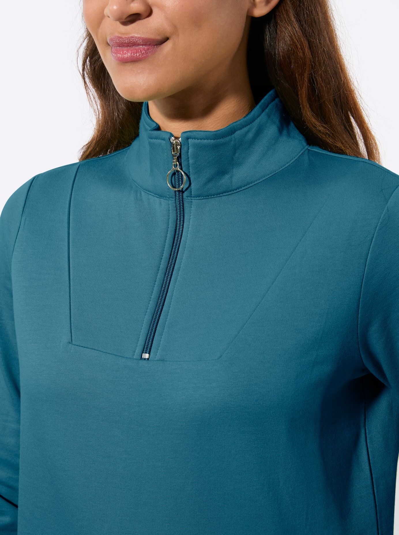 Sweatshirt CASUAL LOOKS, Damen, Gr. 38, topas, 100% Baumwolle, unifarben, Sweatshirts Sweatshirt topas 38