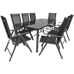 VCM 9-tlg. Garten-Sitzgruppe 190 cm Tisch grau