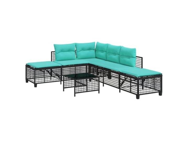 ZQQLVOO 3-teiliges Ecksofa-Set Garten Polyrattan Schwarz mit Kissen PE-Rattan,verstellbarer Seitensitz 5 Stufen,Hartglas Tischplatte,Stahlrahmen,Terrasse Innenhof