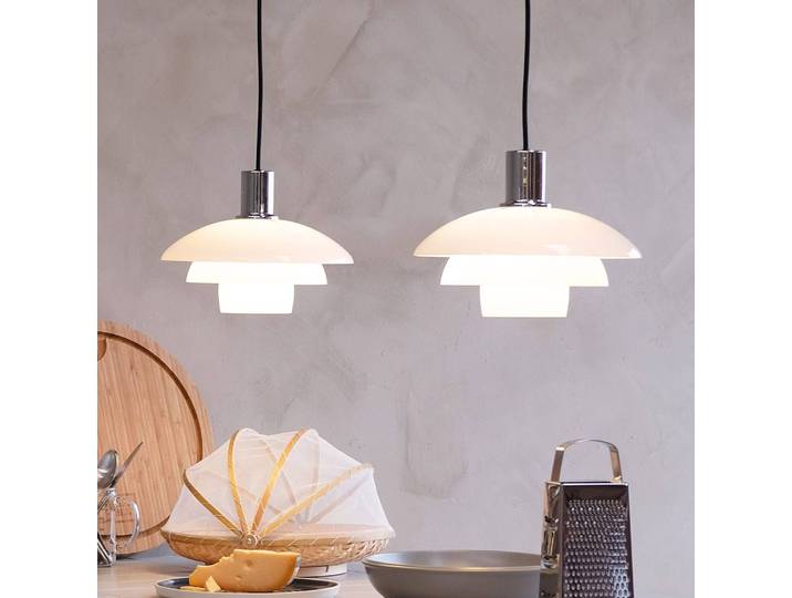 Dyberg Larsen Glas Hängelampe Morph, dimmbar, weiß / opal, für Wohn- / Esszimmer, Glas, Design, Pendelleuchte