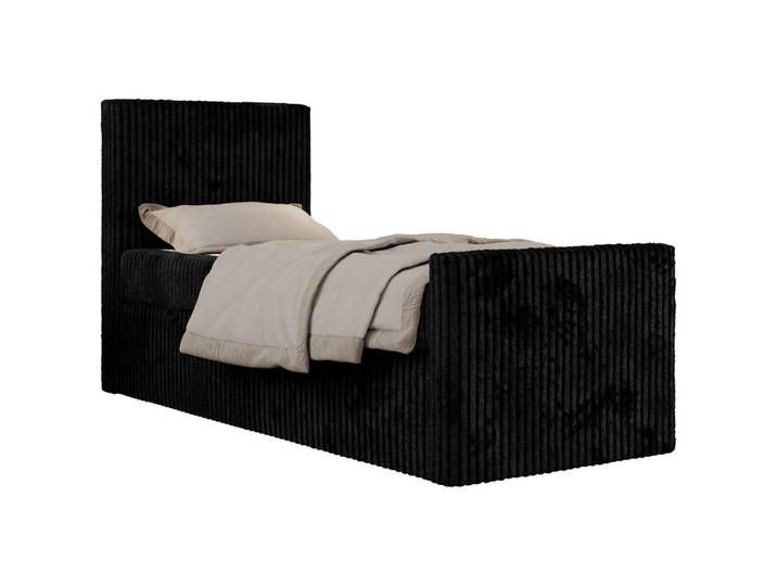 MKS Jugendbett Tilio DUO 90/200 - Schwarz Cord - H3 - Links Seite, Rechteckig, 90x200 cm, Babymöbel & Kindermöbel, Kinderzimmer & Jugendzimmer, Kinderbetten, Kinderbetten & Jugendbetten