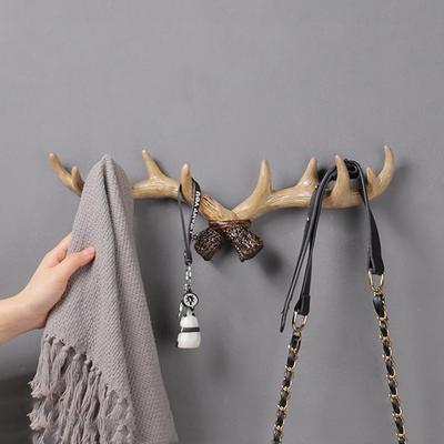 Inspired Deals Rustic Antler Wall Hook Resin Deer Coat Hanger For Entryway, Living Room & Home Decor light Color