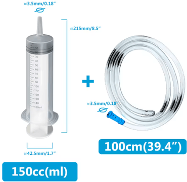 Inspire Picks Flow Master Large Capacity Feeding Syringe Kit With Hose Multi Purpose Pet Care Injector 150ml And Hose