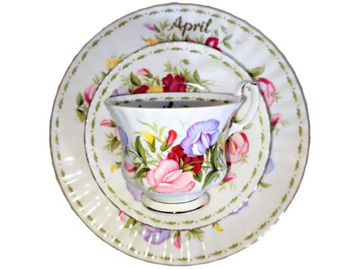 AngiesStrickZauber: Royal Albert - Porzellan-Teller - Traditionell, floral - Hochglänzend - Blütenmuster (April) - 1 Stück - Groß - Handwäsche empfohlen
