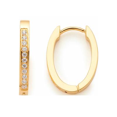 Paar Creolen LEONARDO "Ohrring Ronia Beauty's", gold (gelbgoldfarben, kristallweiß, kristallweiß), Ohrringe, Damen, Edelstahl, mit Zirkonia (synth.)