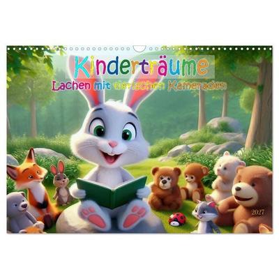 Kinderträume - Lachen mit tierischen Kameraden (Wandkalender 2027 DIN A3 quer), CALVENDO Monatskalender