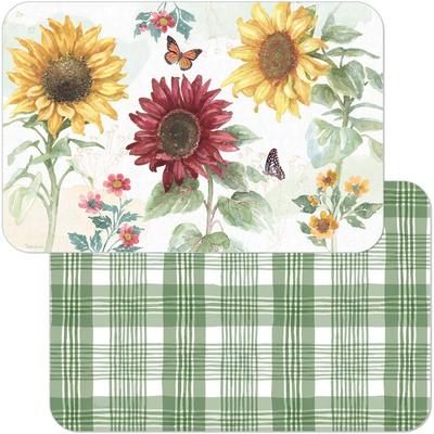 CounterArt Reversible Wipe Clean Plastic Placemats - Sunflower Splendor -Set of 4