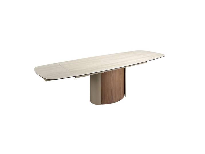 Angel Cerda Angel Cerdá 1162 Esstisch, ausziehbar, Porzellanmarmor und Nussbaum, 180-270 cm, Beige, Metall, Holz, Nachbildung,Nussbaum, Mode, Rechteckig,Rechteckig, 180x76x100 cm, Esszimmer, Esstische