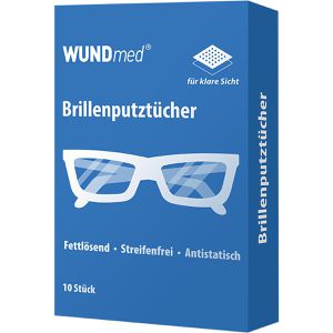 WUNDmed Brillenputztücher 06-030, feucht, 12 x 14 cm, aus Zellstoff, mit Antibeschlagwirkung, 10 Stück