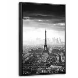 LEINWAND Bilder mit Rahmen - Paris - Skyline - Eiffelturm - Stadt - Wolken - 40x60