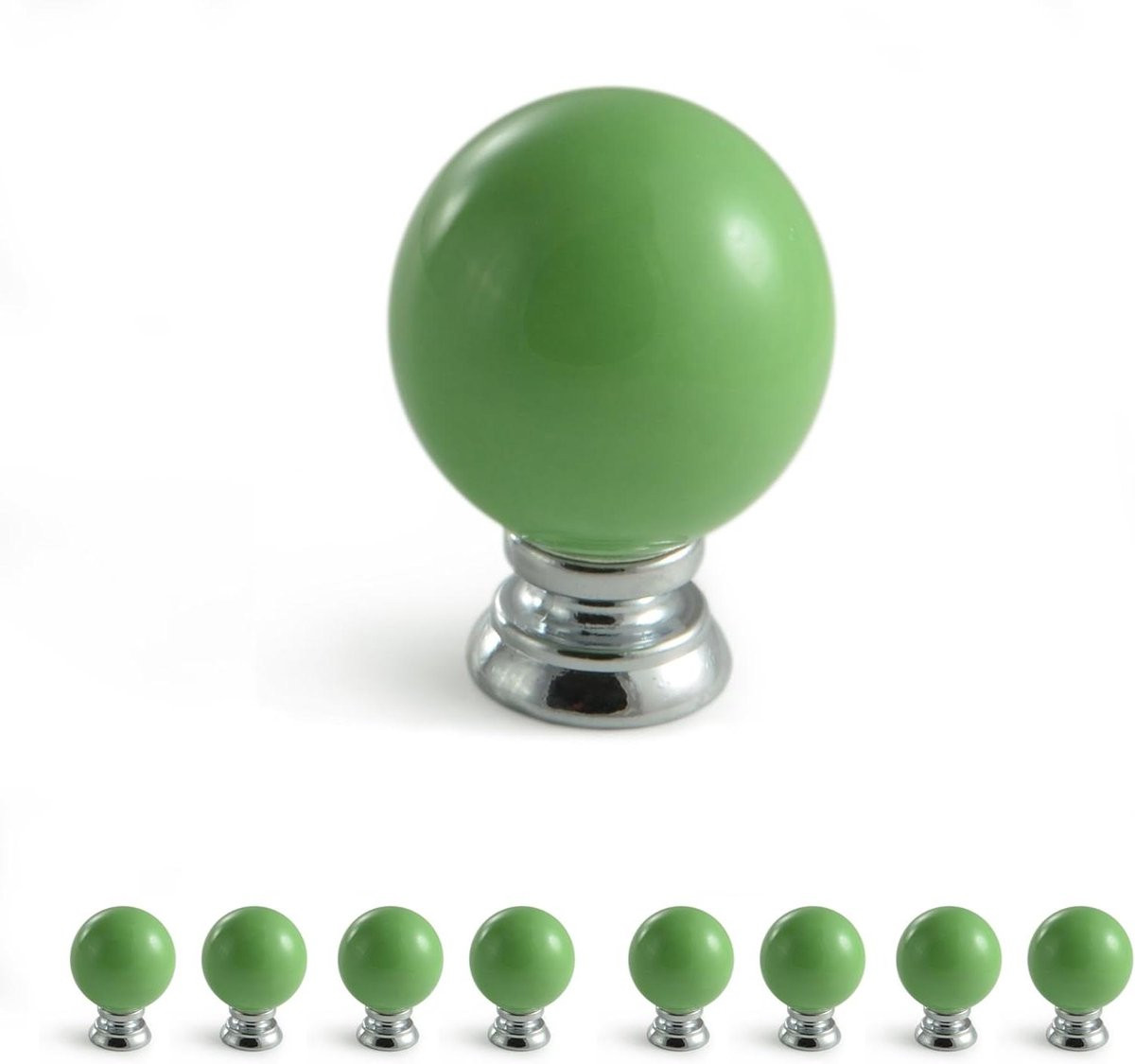 Set van 8 groene keramische meubelknopen in antieke stijl