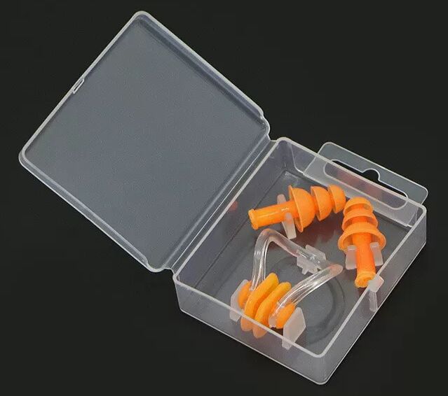 INF Set mit Nasenklemme und Ohrstöpseln aus Silikon zum Schwimmen Orange