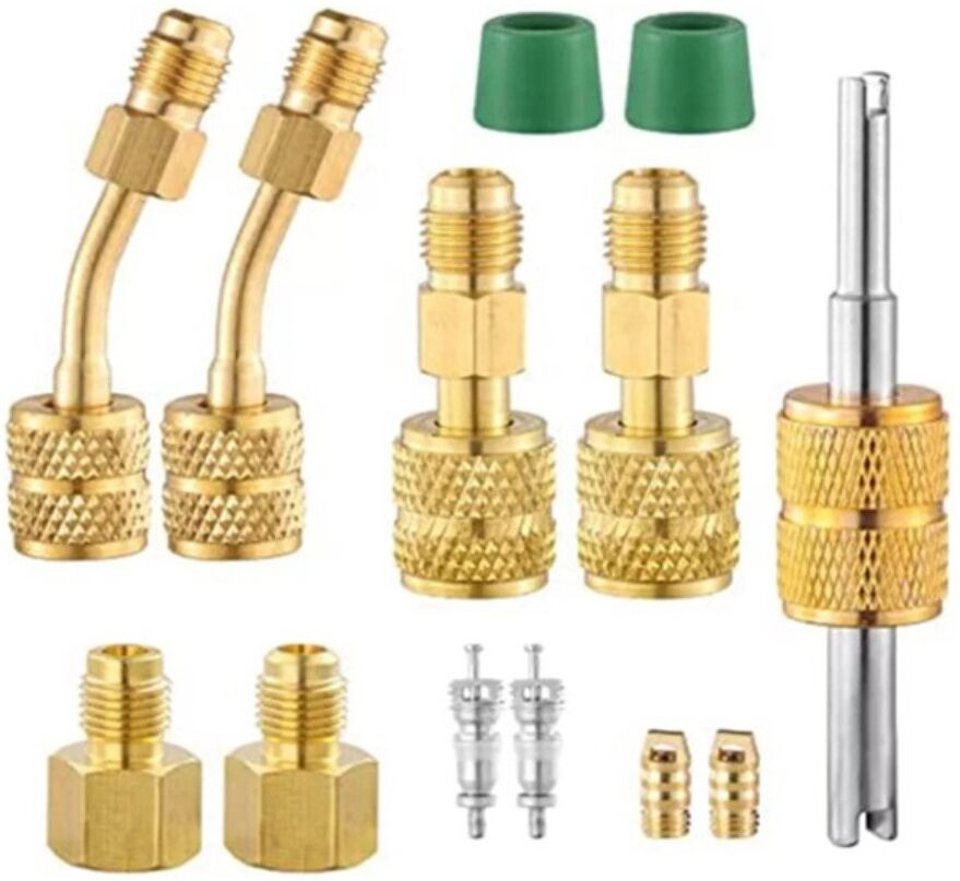 INF Werkzeugset für Klimaanlagen — Kupfer R410 zu R22 Adapter-Set mit staubdichten Kappen, mehrfarbig