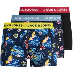 Jack & Jones Herren Boxershort JACFLOWER BIRD TRUNKS 3er Pack - Surf the Web Black - Black 12194104 - M