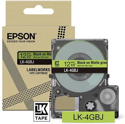 Epson LK-4GBJ fita mate preta sobre verde 12mm