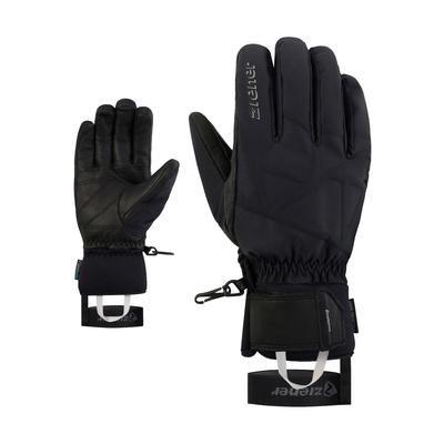 Skihandschuhe ZIENER "GENDING-Z AQUASHIELD PrimaLoft", Herren, Gr. 9, schwarz, Materialmix, Handschuhe, wasserdicht, winddicht, atmungsaktiv, extra warm, Lederinnenhand