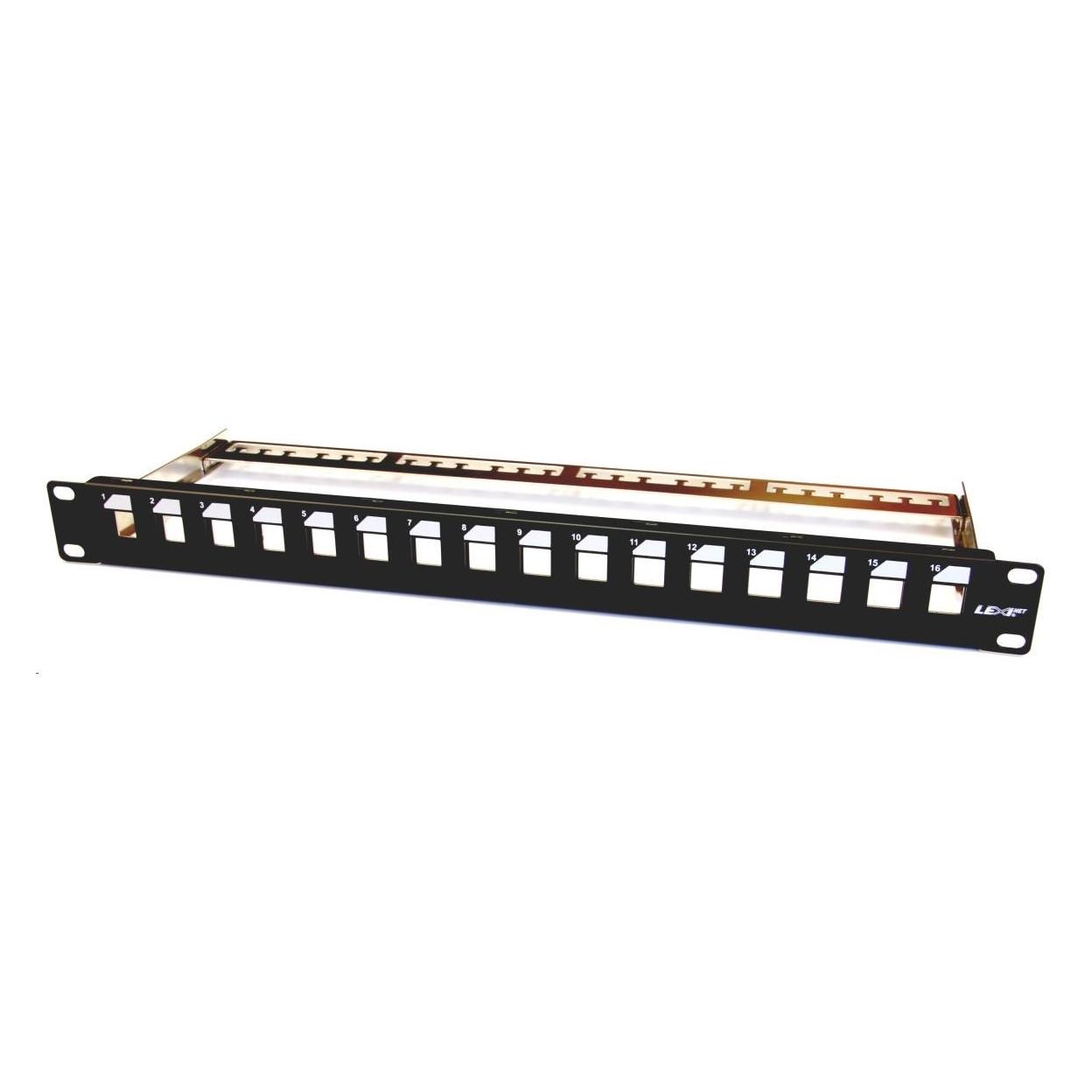 LEXI-Net 19" modulární patch panel 16port, černý (PATCHP16PNEOU/F)