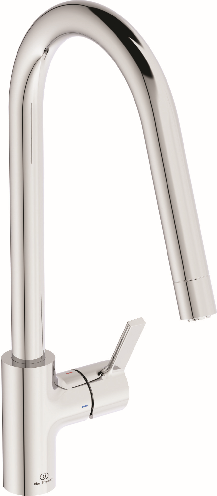 Ideal Standard de cuisine Gusto BD415AA chromé , avec bec haut et douchette extractible, basse pression