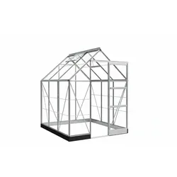 Halls Gewächshaus Icon 6 - 2,5 m2 / 3,7 m2 / 4,9 m2 / 6,1 m2 1,92 x 1,92 m - 3,7 m2 (Gr. 2) 3 mm Sicherheitsglas alu-natur