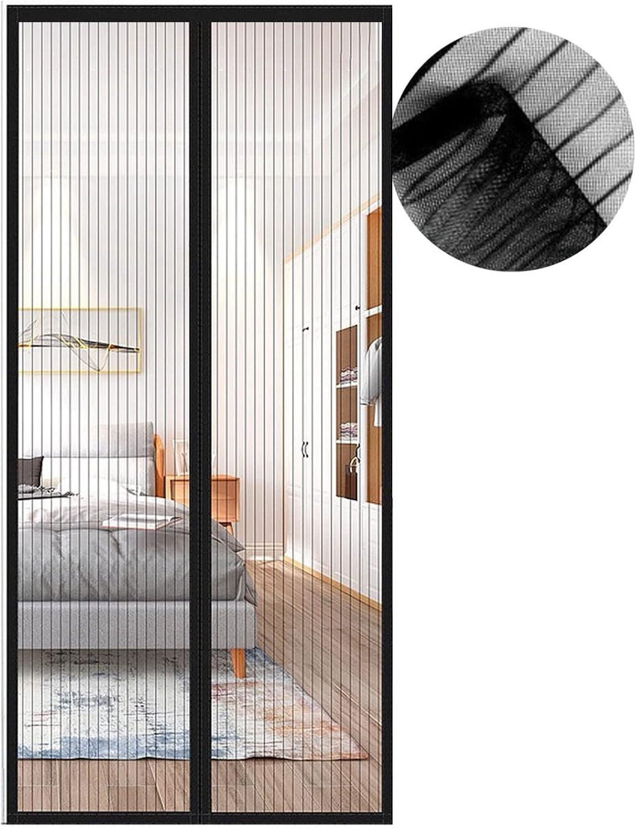 SnelShoppen Magnetisch Fly Screen voor Schuifdeur, Zwart, 95 x 230 cm