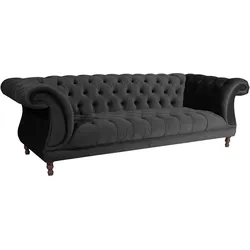 CHESTERFIELD Sofa 3-Sitzer Kaylin Samtvelours schwarz