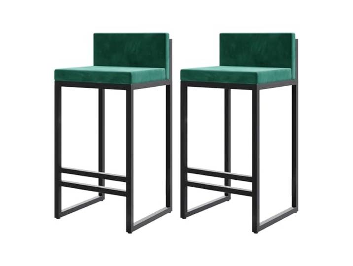 TORTES Barhocker Barhocker 2er Set, Barstühle aus Samtstoff, hohe Hocker mit schwarzen Metallbeinen Frühstücksthekenstühle, für Bar, Theke, Küche, Heim und Gewerbe (Color : Green, Size : 75cm/29.5in)