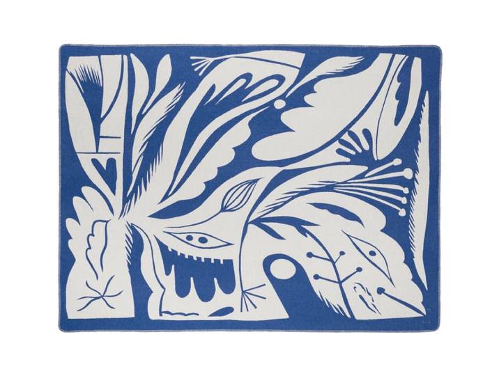 Plaid noo.ma lino decke textile 200 x 165 cm, bleu.