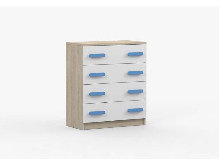 Kommode JONAS III 02 80 cm Sonoma Eiche Weiß Blau