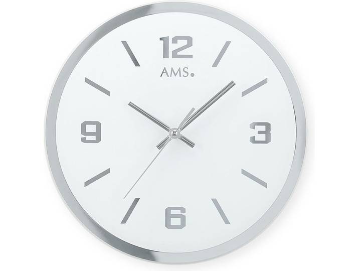 AMS - Klok - Rond - Glas - �27 cm - Wit
