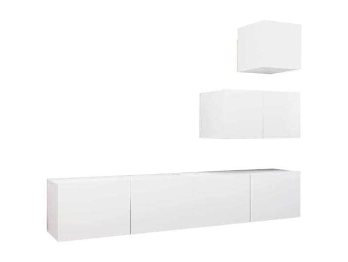 Makastle 4-TLG. TV-Schrank-Set Weiß Holzwerkstoff Wandmontage