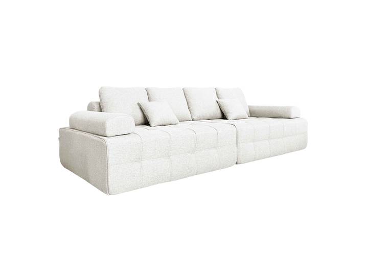 Oviala - Canapé modulable 4 places compressé assise profonde en tissu avec coussins
