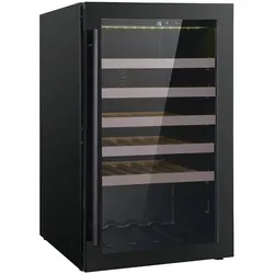 Weinkühlschrank VINCOOL für 49 Flaschen | 1x Glastür + LED & 1x Zone | 118 Ltr, HxBxT 82x48,5x60cm | +5/+20°C | Schwarz | + CHEFGASTRO Geschirrtuch